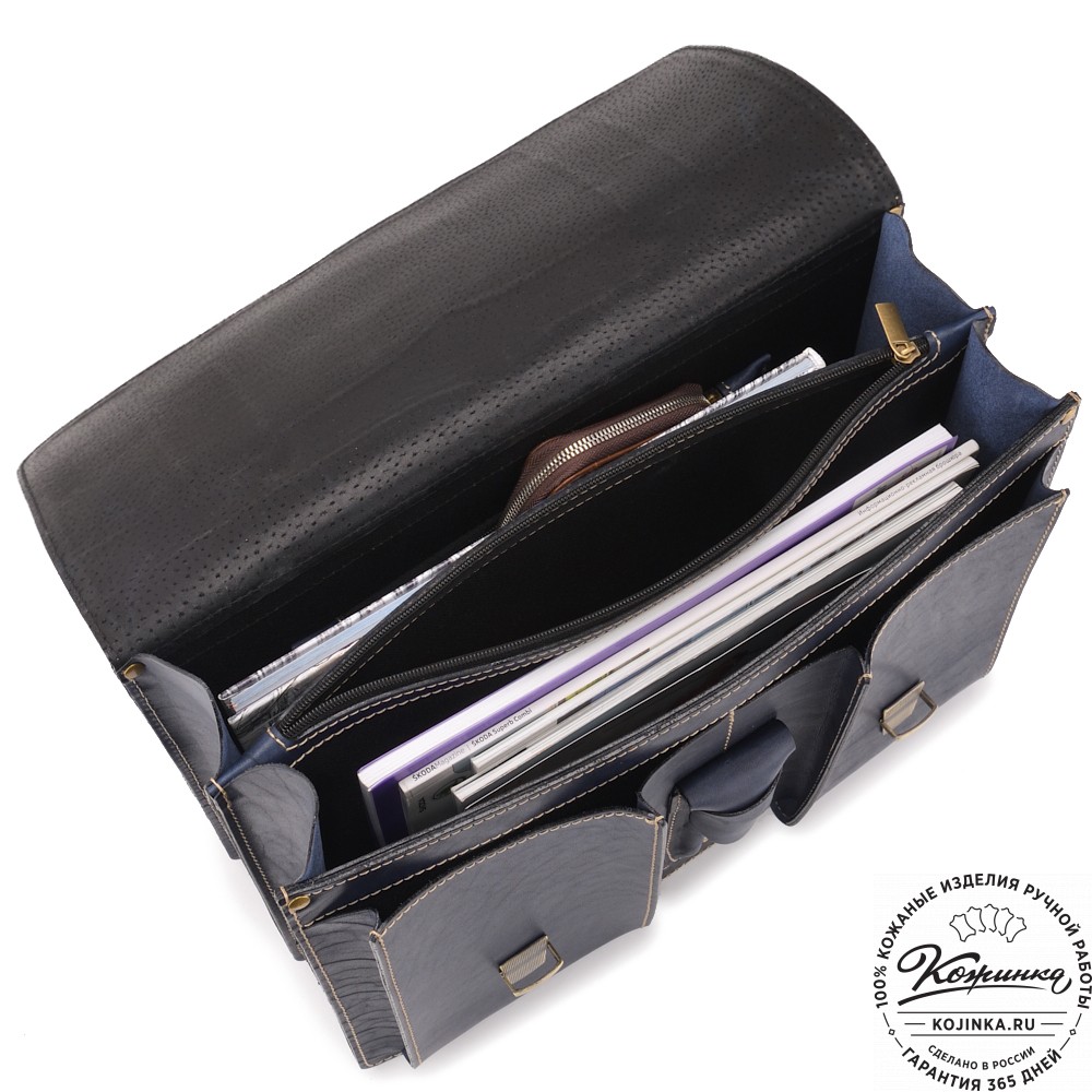 Кожаный портфель "Юрист" (синий)